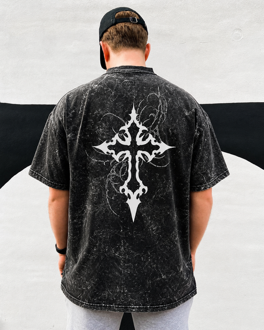 Black acid wash t shit