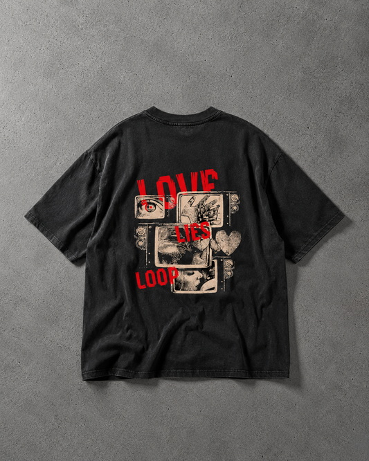 LOVE LIES LOOP Oversized Graphic T-Shirt | Ronau